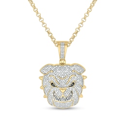 Men's 1/2 CT. T.W. Diamond Bulldog Pendant in Sterling Silver with 14K Gold Plate