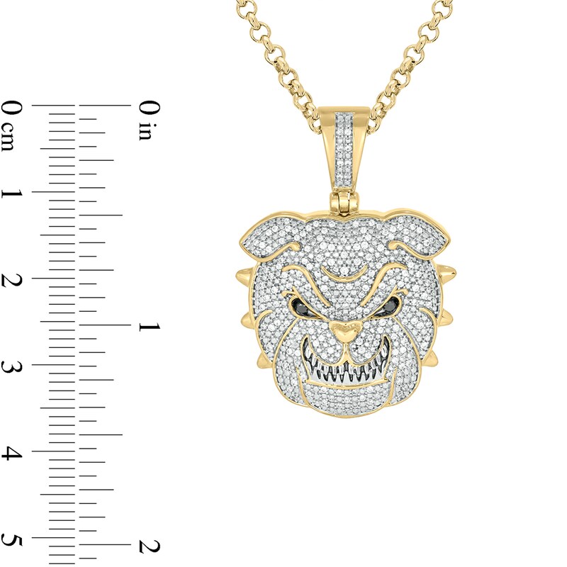 Main Image 2 of Men's 1/2 CT. T.W. Diamond Bulldog Pendant in Sterling Silver with 14K Gold Plate