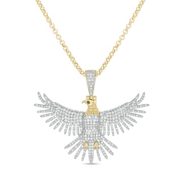 Men's 1 CT. T.W. Diamond Eagle Pendant in Sterling Silver with 14K Gold Plate