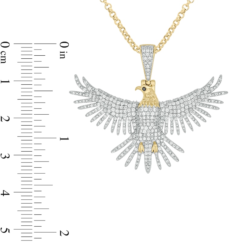 Main Image 2 of Men's 1 CT. T.W. Diamond Eagle Pendant in Sterling Silver with 14K Gold Plate