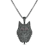 Thumbnail Image 1 of Men's 1 CT. T.W. Black Diamond and Lab-Created Ruby Wolf's Head Pendant in Sterling Silver with Black Rhodium