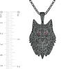 Thumbnail Image 2 of Men's 1 CT. T.W. Black Diamond and Lab-Created Ruby Wolf's Head Pendant in Sterling Silver with Black Rhodium