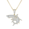 Thumbnail Image 1 of Men's 1/2 CT. T.W. Diamond Shark Pendant in Sterling Silver with 14K Gold Plate