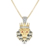 Thumbnail Image 0 of Men's 1 CT. T.W. Diamond and Lab-Created Ruby Lion's Head with Crown Pendant in Sterling Silver with 14K Gold Plate