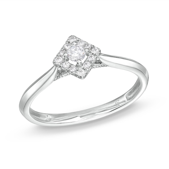 1/4 CT. T.w. Diamond Tilted Square Frame Ring in 10K White Gold