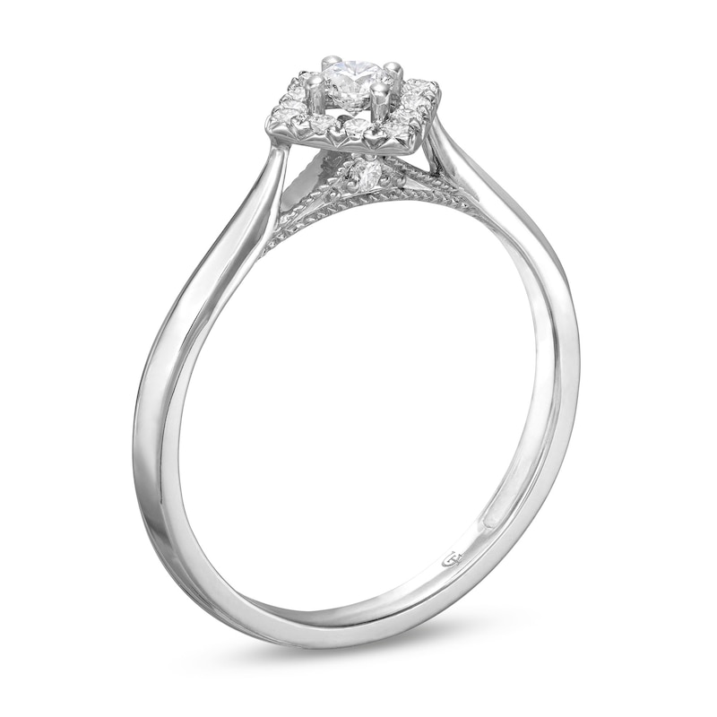 Main Image 3 of 1/4 CT. T.W. Diamond Tilted Square Frame Ring in 10K White Gold