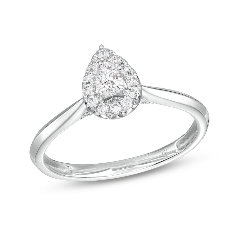 Main Image 1 of 1/4 CT. T.W. Pear-Shaped Diamond Frame Ring in 10K White Gold