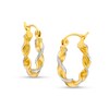 Thumbnail Image 0 of Diamond-Cut Twist 15.0mm Hoop Earrings in Hollow 14K Two-Tone Gold