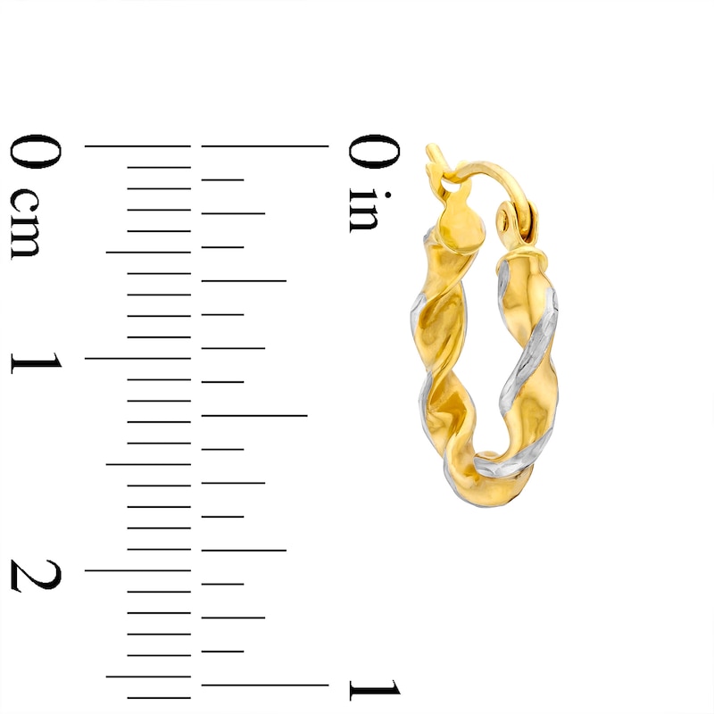 Diamond-Cut Twist 15.0mm Hoop Earrings in Hollow 14K Two-Tone Gold
