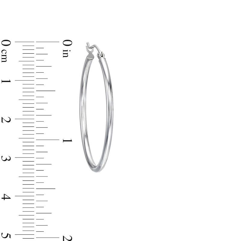 Main Image 3 of Oval 35.0mm Tube Hoop Earrings in Hollow 14K White Gold