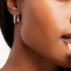 Thumbnail Image 2 of Diamond-Cut Oval 23.0mm Hoop Earrings in Hollow 14K White Gold
