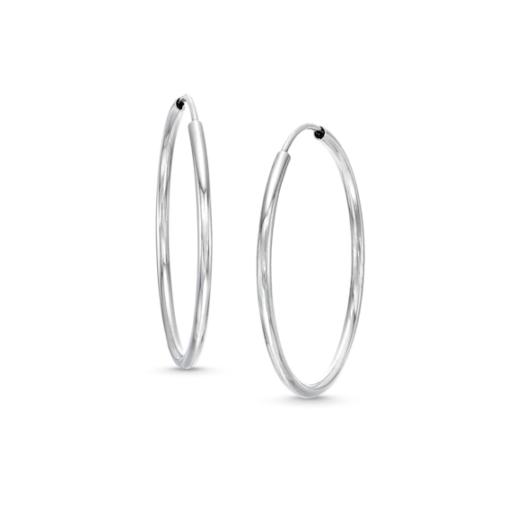 28.0mm Endless Hoop Earrings in Hollow 14K White Gold