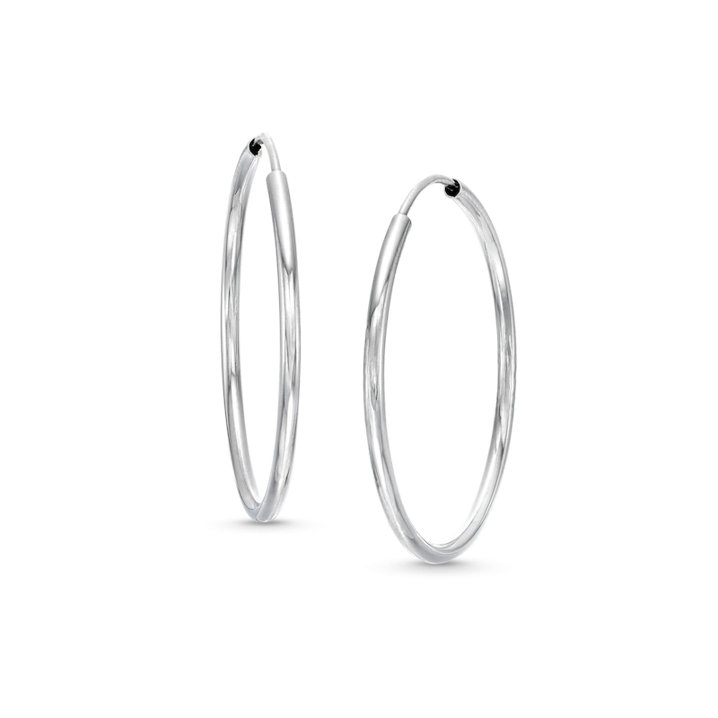 Main Image 1 of 28.0mm Endless Hoop Earrings in Hollow 14K White Gold