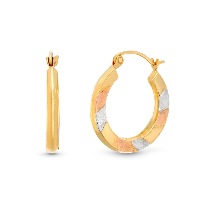 Main Image 1 of color Block 19.0mm Hoop Earrings in Hollow 14K Tri-Tone Gold