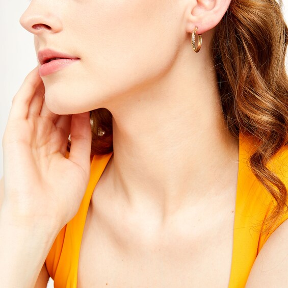 Diamond-Cut Oval 23.0mm Hoop Earrings in Hollow 14K Gold