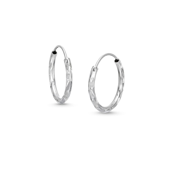 Diamond-Cut 17.0mm Endless Hoop Earrings in Hollow 14K White Gold