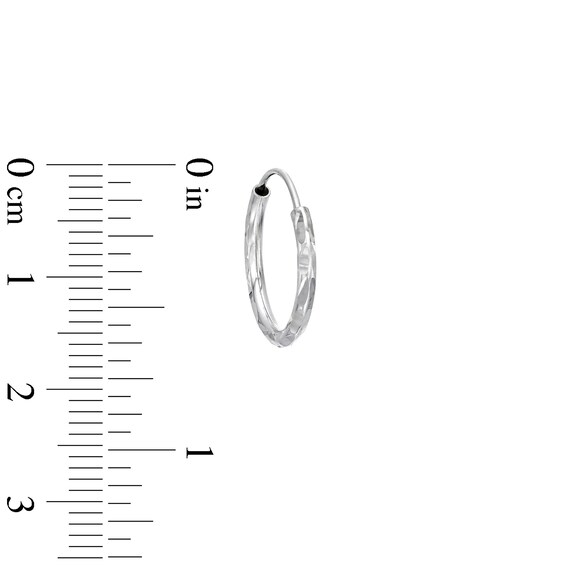 Diamond-Cut 17.0mm Endless Hoop Earrings in Hollow 14K White Gold
