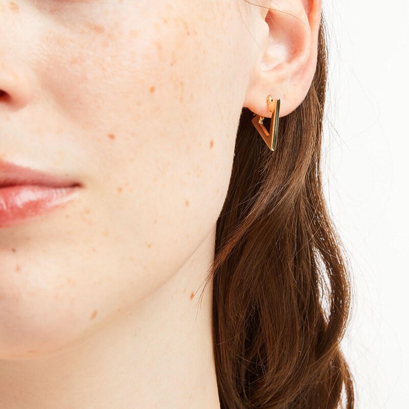 Main Image 2 of Triangle-Shaped Hoop Earrings in 14K Gold