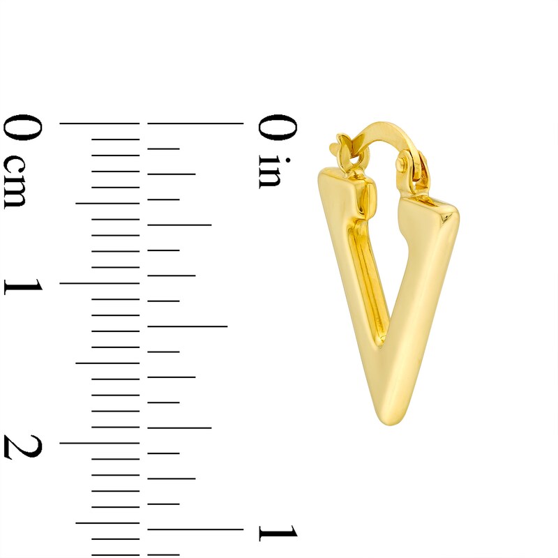 Main Image 3 of Triangle-Shaped Hoop Earrings in 14K Gold