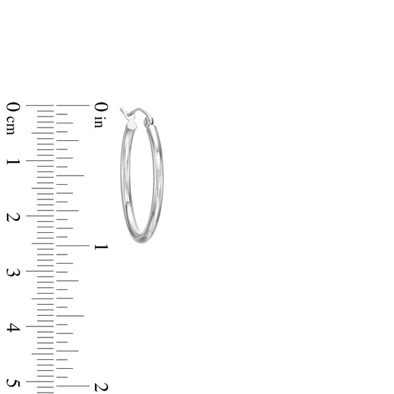 Oval 27.0mm Tube Hoop Earrings in Hollow 14K White Gold