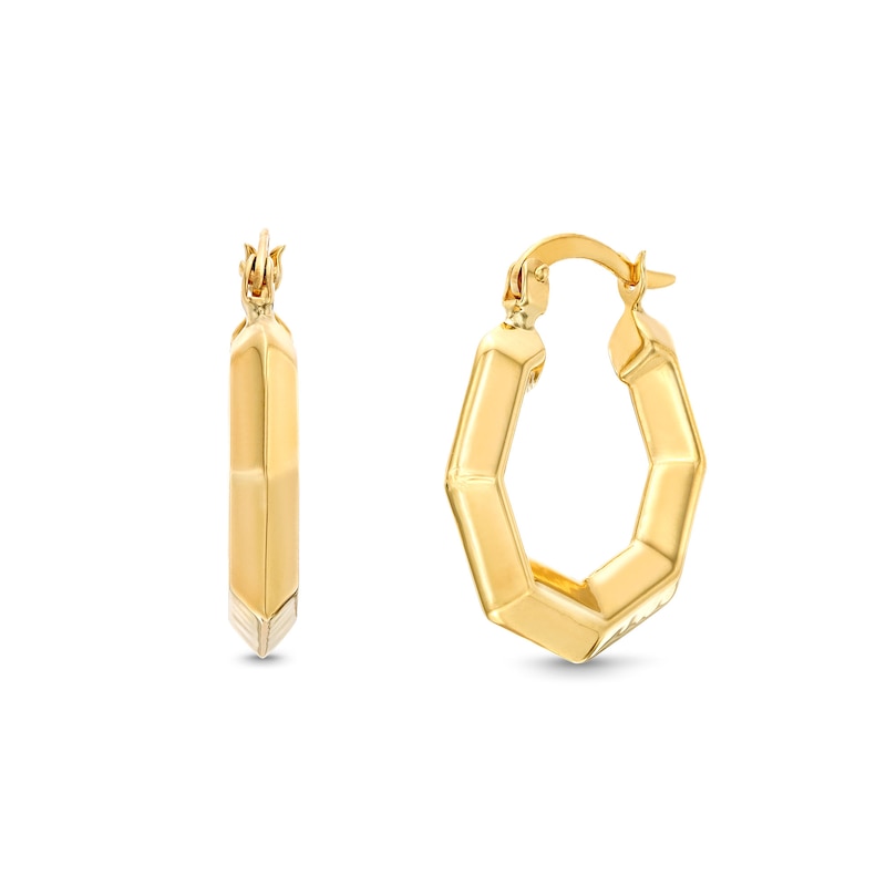 Main Image 1 of Hexagon-Shaped Hoop Earrings in 14K Gold