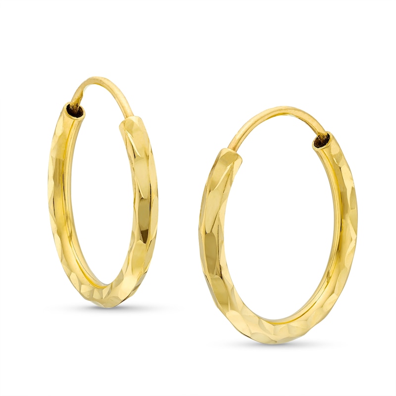 Diamond-Cut 17.0mm Hollow Endless Hoop Earrings in 14K Gold | Zales