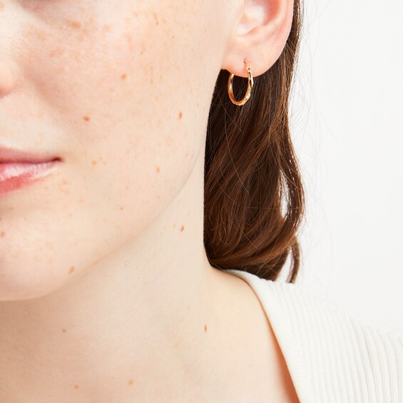 Diamond-Cut 17.0mm Endless Hoop Earrings in Hollow 14K Gold
