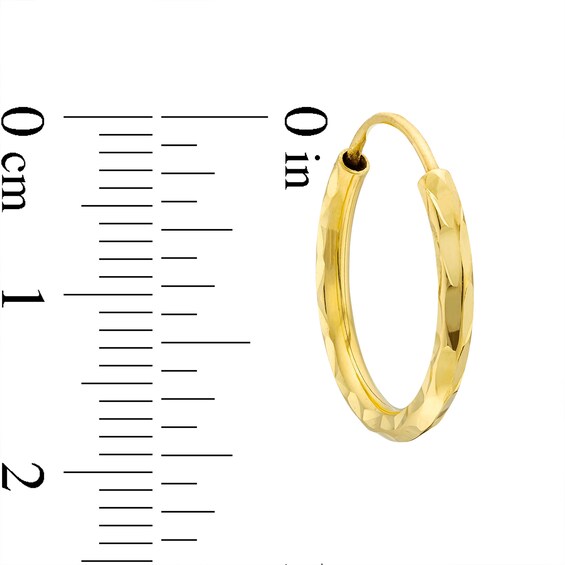 Diamond-Cut 17.0mm Endless Hoop Earrings in Hollow 14K Gold