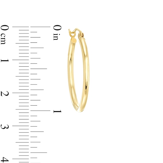Oval 27.0mm Tube Hoop Earrings in Hollow 14K Gold