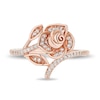 Thumbnail Image 1 of Enchanted Disney Belle 1/6 CT. T.W. Diamond Rose Wrap Ring in 10K Rose Gold