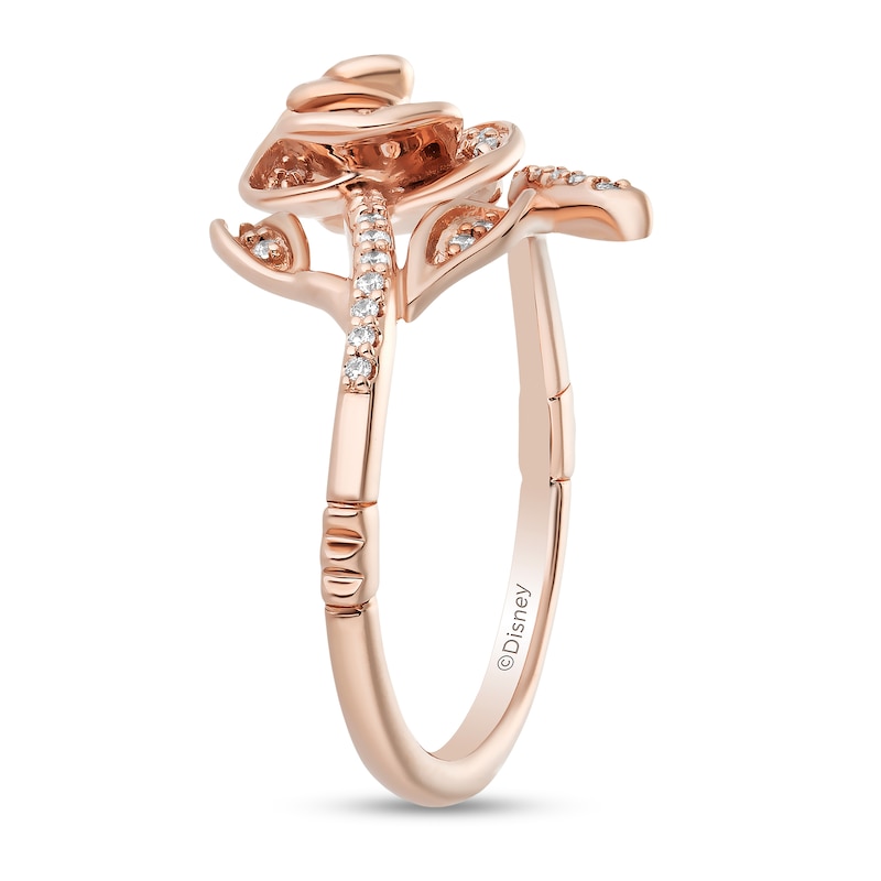 Main Image 2 of Enchanted Disney Belle 1/6 CT. T.W. Diamond Rose Wrap Ring in 10K Rose Gold