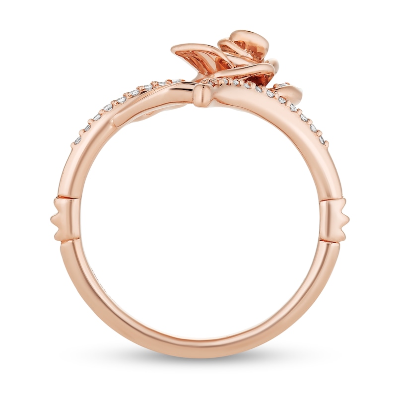 Main Image 3 of Enchanted Disney Belle 1/6 CT. T.W. Diamond Rose Wrap Ring in 10K Rose Gold