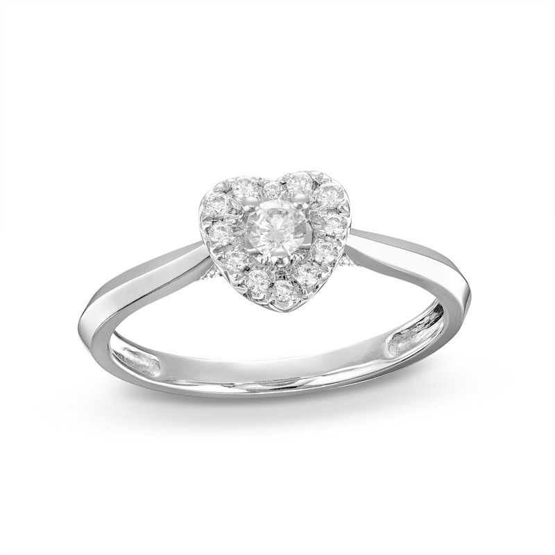 Main Image 1 of 1/4 CT. T.W. Diamond Heart Frame Ring in 10K White Gold