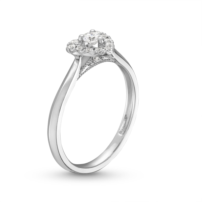 Main Image 3 of 1/4 CT. T.W. Diamond Heart Frame Ring in 10K White Gold