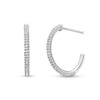 Thumbnail Image 1 of 1/4 CT. T.W. Diamond Edge Half Hoop Earrings in 10K White Gold