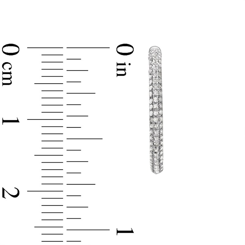 Main Image 3 of 1/4 CT. T.W. Diamond Edge Half Hoop Earrings in 10K White Gold