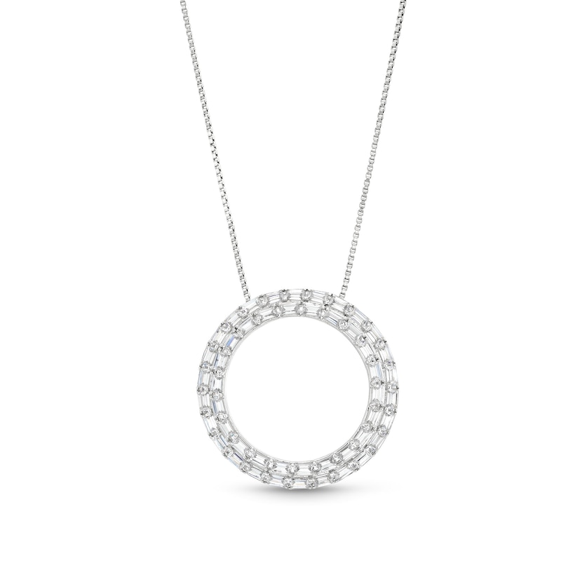 1 CT. T.W. Certified Baguette Lab-Created Diamond Double Row Circle Pendant in 14K White Gold (F/SI2)