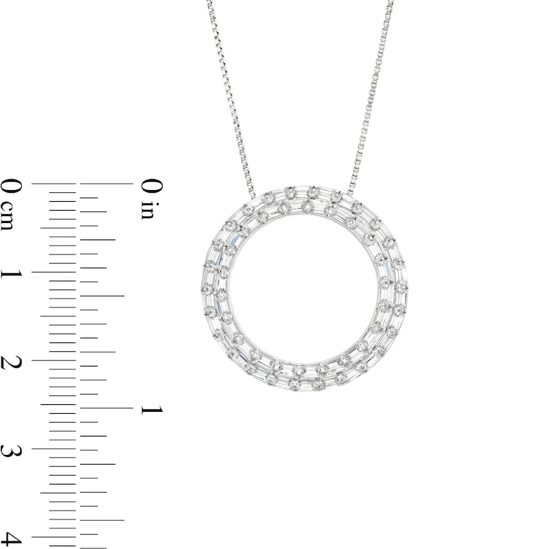 1 CT. T.W. Certified Baguette Lab-Created Diamond Double Row Circle Pendant in 14K White Gold (F/SI2)