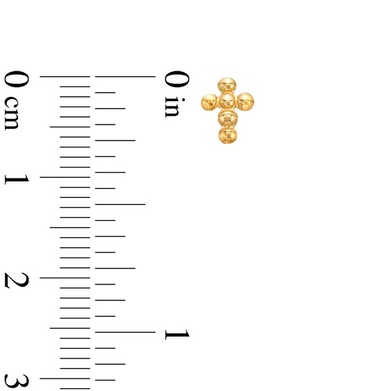 Child's Bead Cross Stud Earrings in 14K Gold