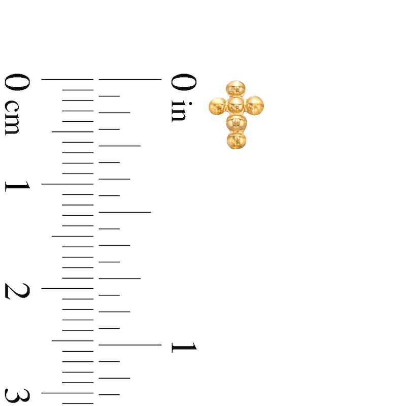 Main Image 2 of Child's Bead Cross Stud Earrings in 14K Gold