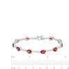 Thumbnail Image 2 of Pear-Shaped Garnet and White Lab-Created Sapphire Station Line Bracelet in Sterling Silver - 7.25"