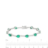 Thumbnail Image 3 of Pear-Shaped Green Quartz Doublet and White Lab-Created Sapphire Station Line Bracelet in Sterling Silver - 7.25"