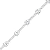 Thumbnail Image 1 of Pear-Shaped White Lab-Created Sapphire Station Line Bracelet in Sterling Silver - 7.25"