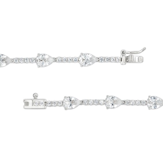 Pear-Shaped White Lab-Created Sapphire Station Line Bracelet in Sterling Silver