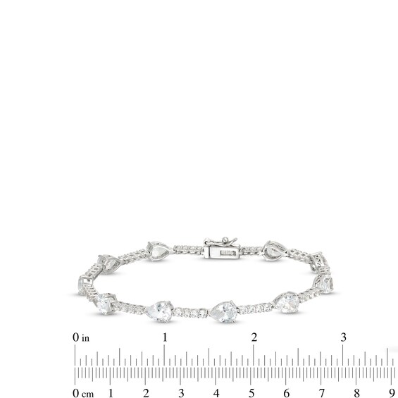 Pear-Shaped White Lab-Created Sapphire Station Line Bracelet in Sterling Silver