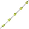 Thumbnail Image 1 of Pear-Shaped Peridot and White Lab-Created Sapphire Station Line Bracelet in Sterling Silver - 7.25"