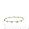 Thumbnail Image 3 of Pear-Shaped Peridot and White Lab-Created Sapphire Station Line Bracelet in Sterling Silver - 7.25"