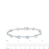 Thumbnail Image 3 of Pear-Shaped Blue Lab-Created Spinel and White Lab-Created Sapphire Station Line Bracelet in Sterling Silver - 7.25"