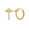 Thumbnail Image 1 of 1/2 CT. T.W. Diamond Gothic-Style Cross Hoop Earrings in 10K Gold