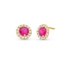 Thumbnail Image 1 of Child's 4.0mm Lab-Created Ruby and Cubic Zirconia Frame Stud Earrings in 14K Gold